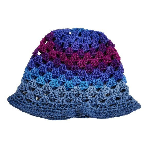 Bucket Hat multicolor granny handknit bright colorful rainbow - Picture 8 of 9